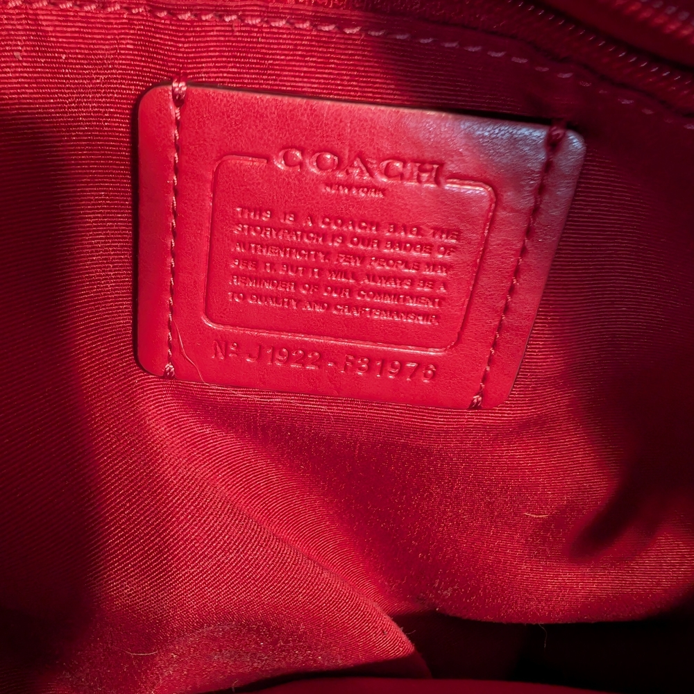 Coach Signature Canvas Tote with Red Trim and Gold Hardware - Picture 2 of 9